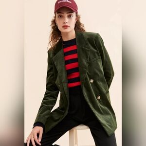 Anthropologie Maeve Corduroy Double Breasted Blazer